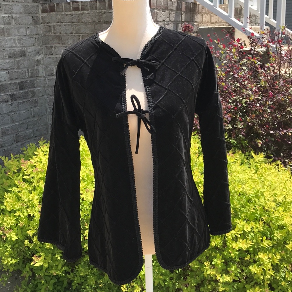 1970's Patty Woodard Quilted Black Velvet Jacket - Picture 1 of 8
